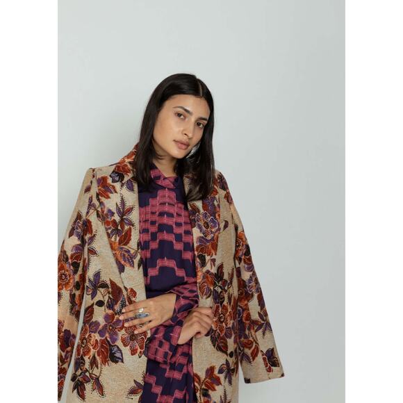 smythe peaked lapel coat autumn floral size US6 - Picture 2 of 9